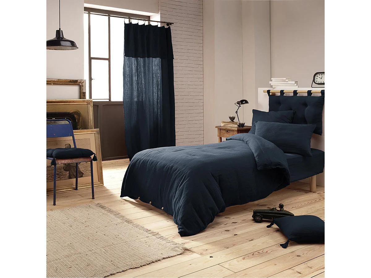 OUREA - Housse de Couette 140x200cm Gaze de Coton Minuit