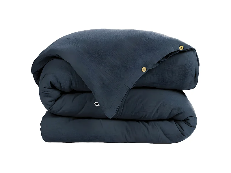 OUREA - Housse de Couette 240x220cm Gaze de Coton Minuit