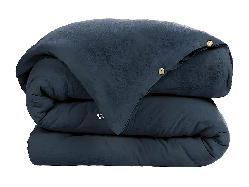 OUREA - Housse de Couette 240x220cm Gaze de Coton Minuit