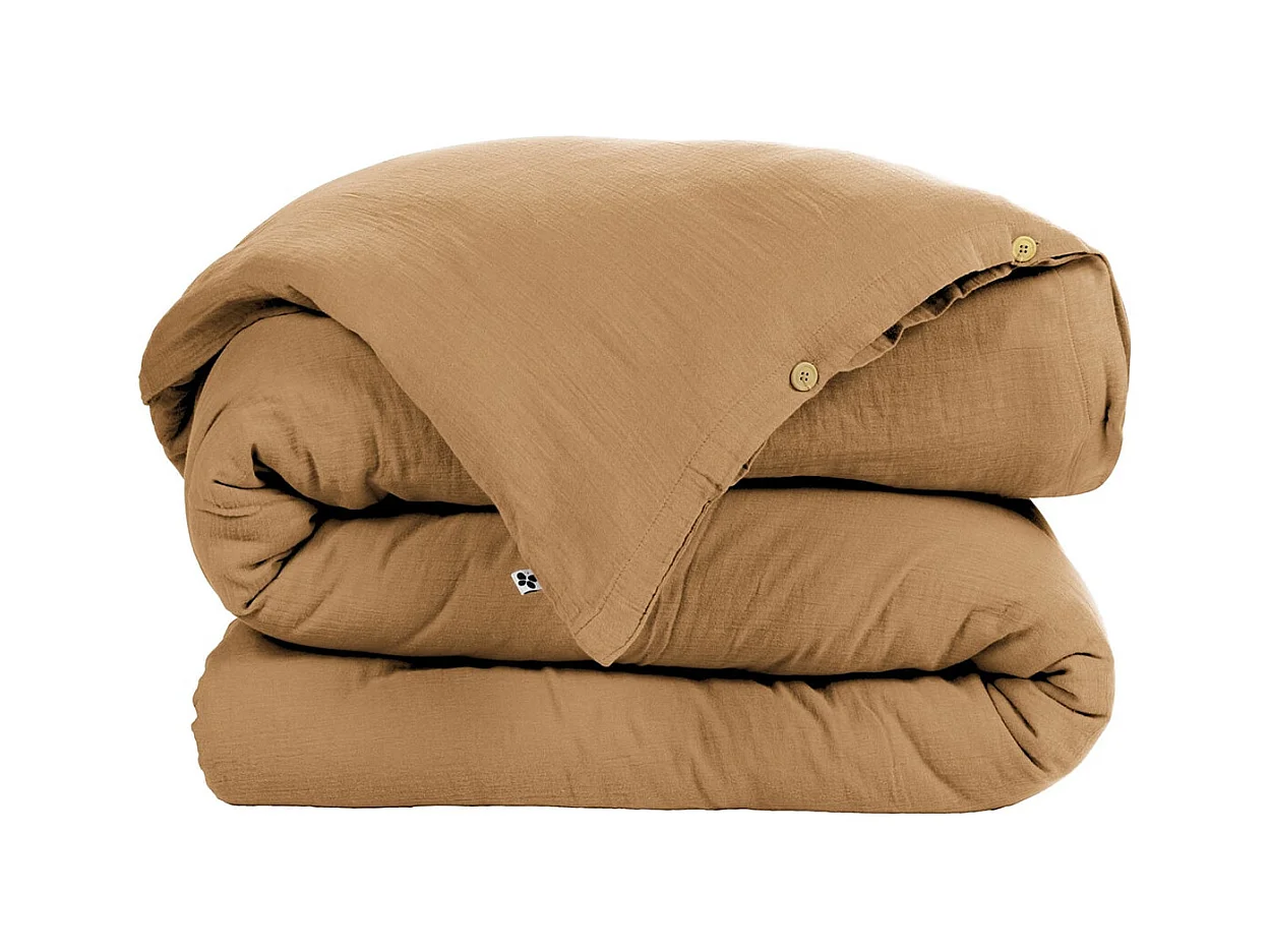 OUREA - Housse de Couette 140x200cm Gaze de Coton Camel