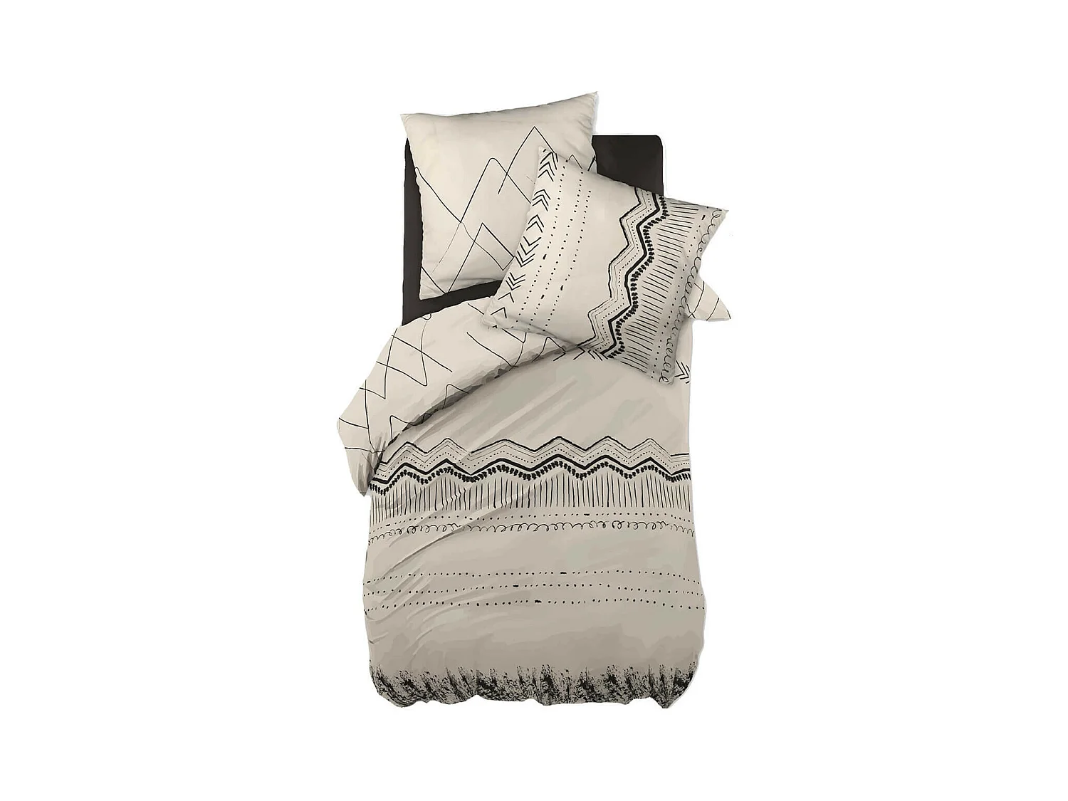BELEM - Parure de Lit Coton Motifs Ethniques Housse de Couette 140x200cm + Taie d'Oreiller