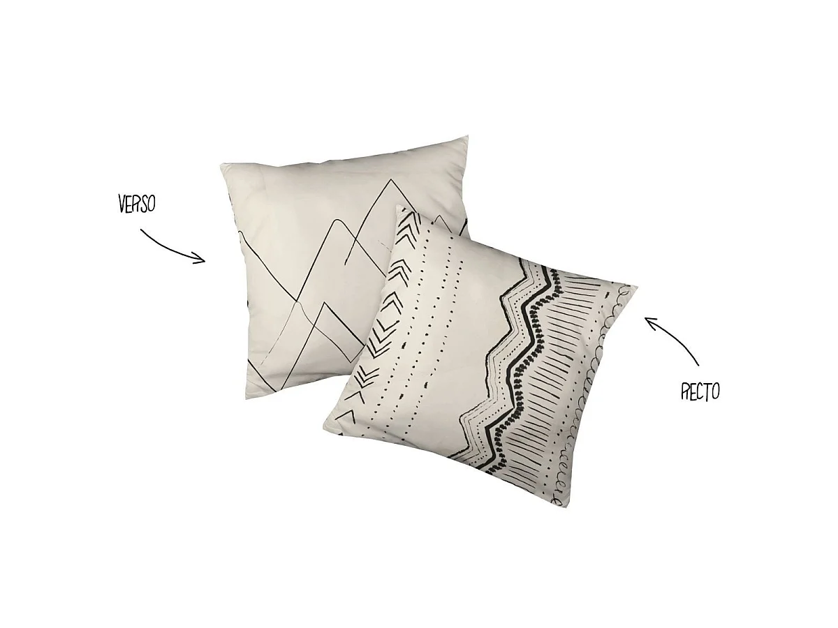 BELEM - Parure de Lit Coton Motifs Ethniques Housse de Couette 140x200cm + Taie d'Oreiller