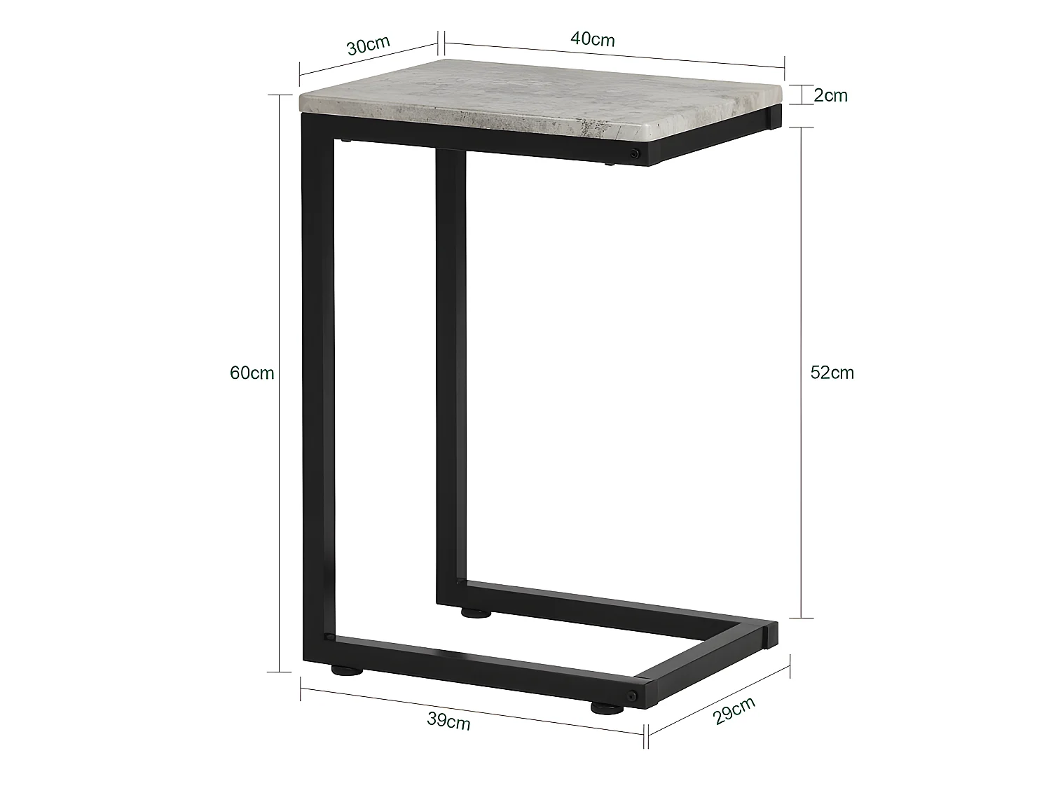 Mesa Auxiliar Moderna Mesa de Centro Mesa Portátil 30 x 60 x 40 cm FBT44-HG SoBuy ES