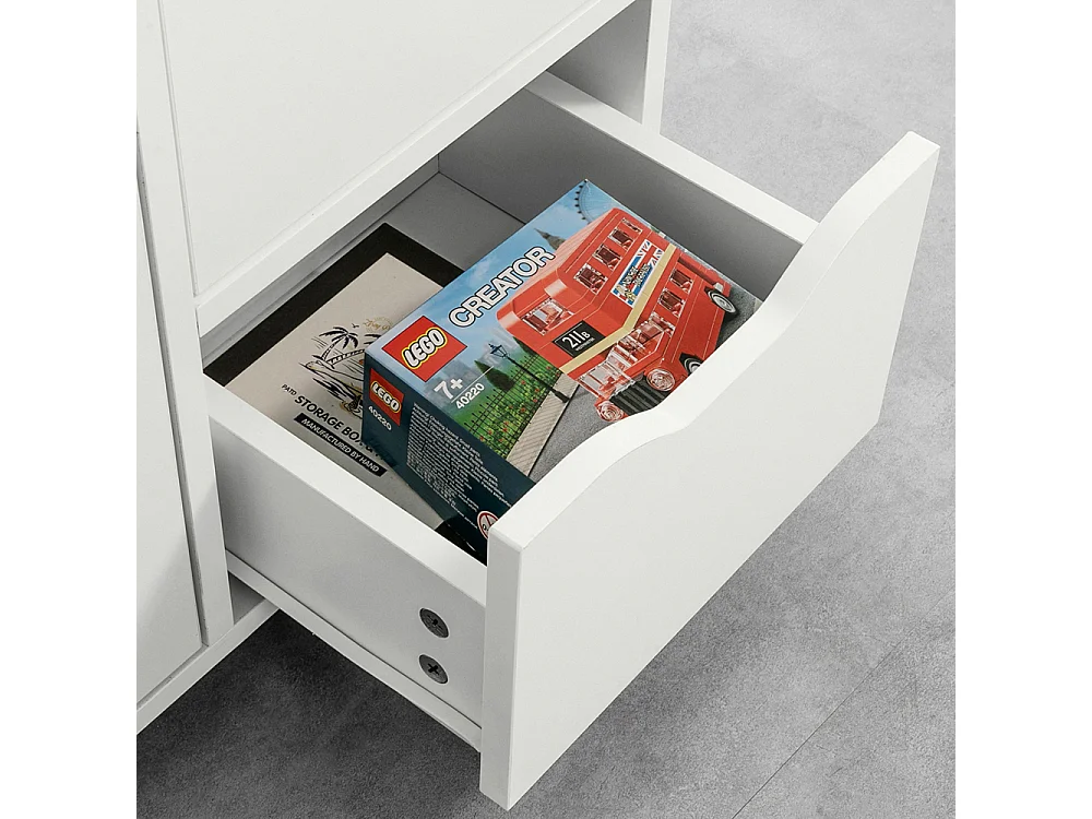 Support Imprimante Roulant Organiseur Bureau Mobile Caisson Avec Tiroirs Et Porte, Fbt105-w