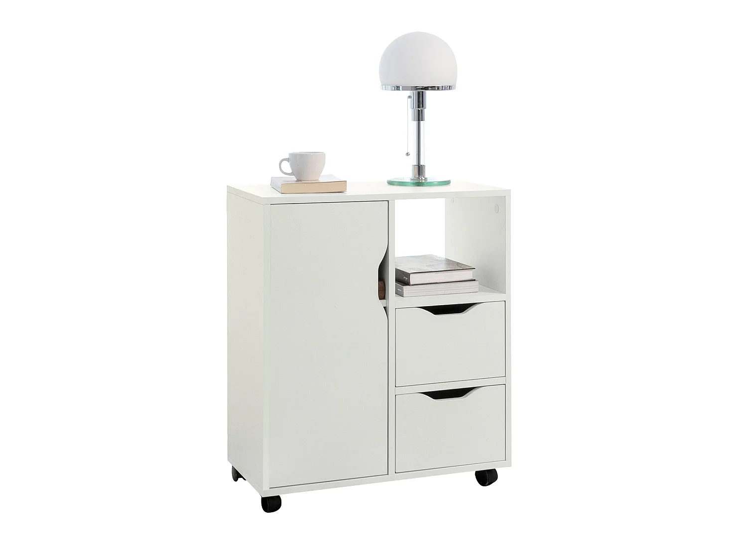 Support Imprimante Roulant Organiseur Bureau Mobile Caisson Avec Tiroirs Et Porte, Fbt105-w