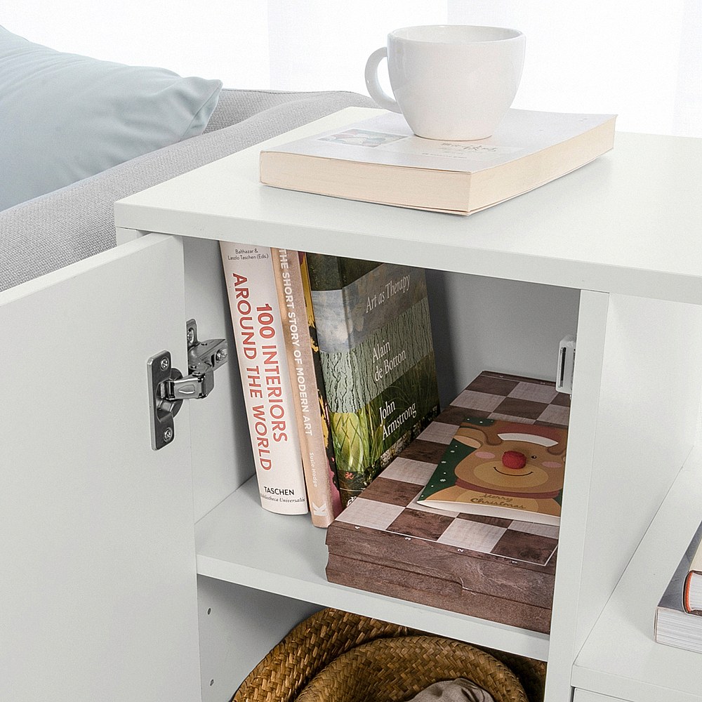 Tavolino Moderno A 2 Ripiani Bianco Con Cornice In Acrilico – Comodino O Supporto Piante, Facile Da Montare, 40x40x50 Cm