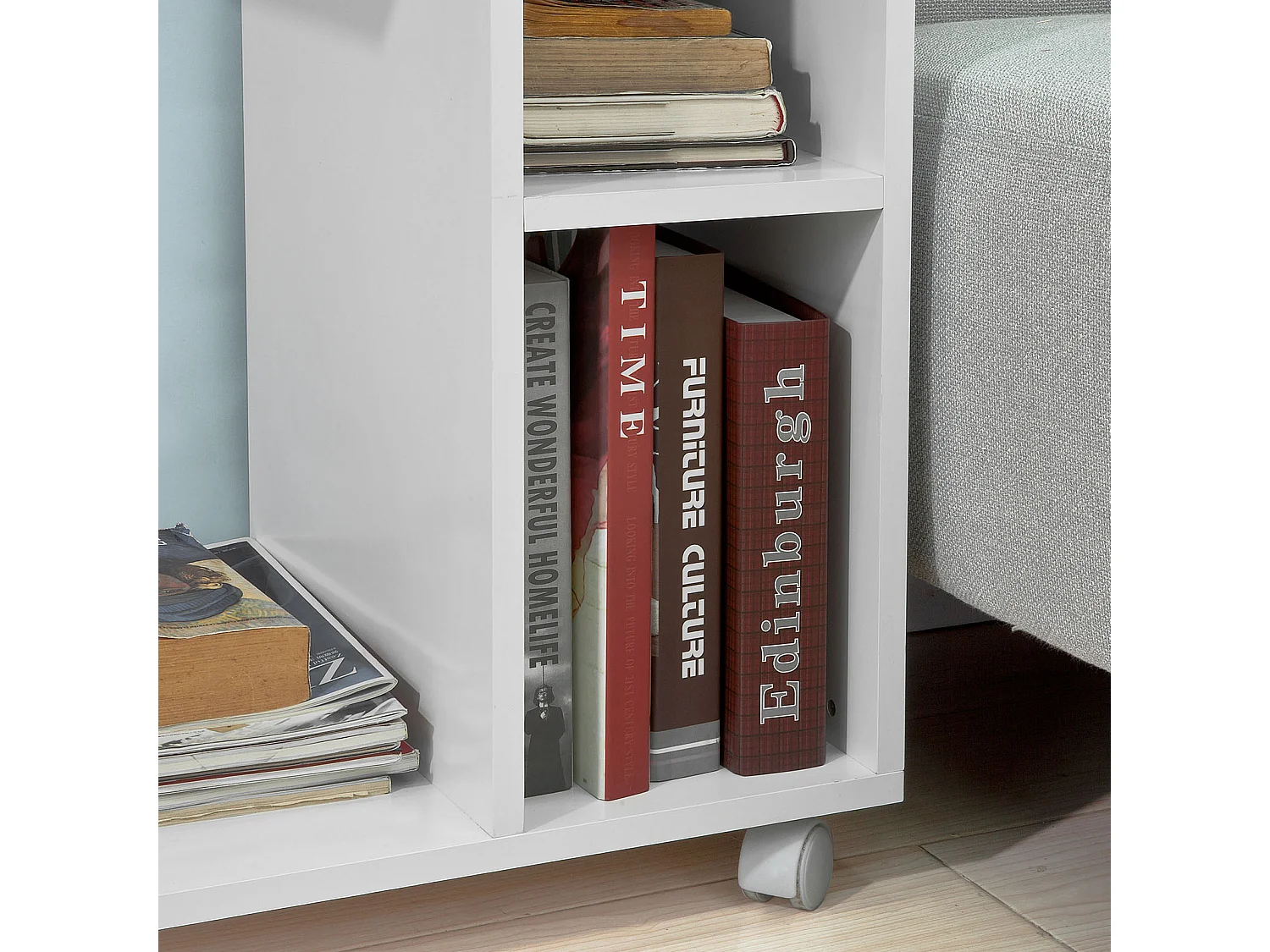 SoBuy Tavolino Consolle su rotelle,Tavolino da divano,Bainco,FBT48-W