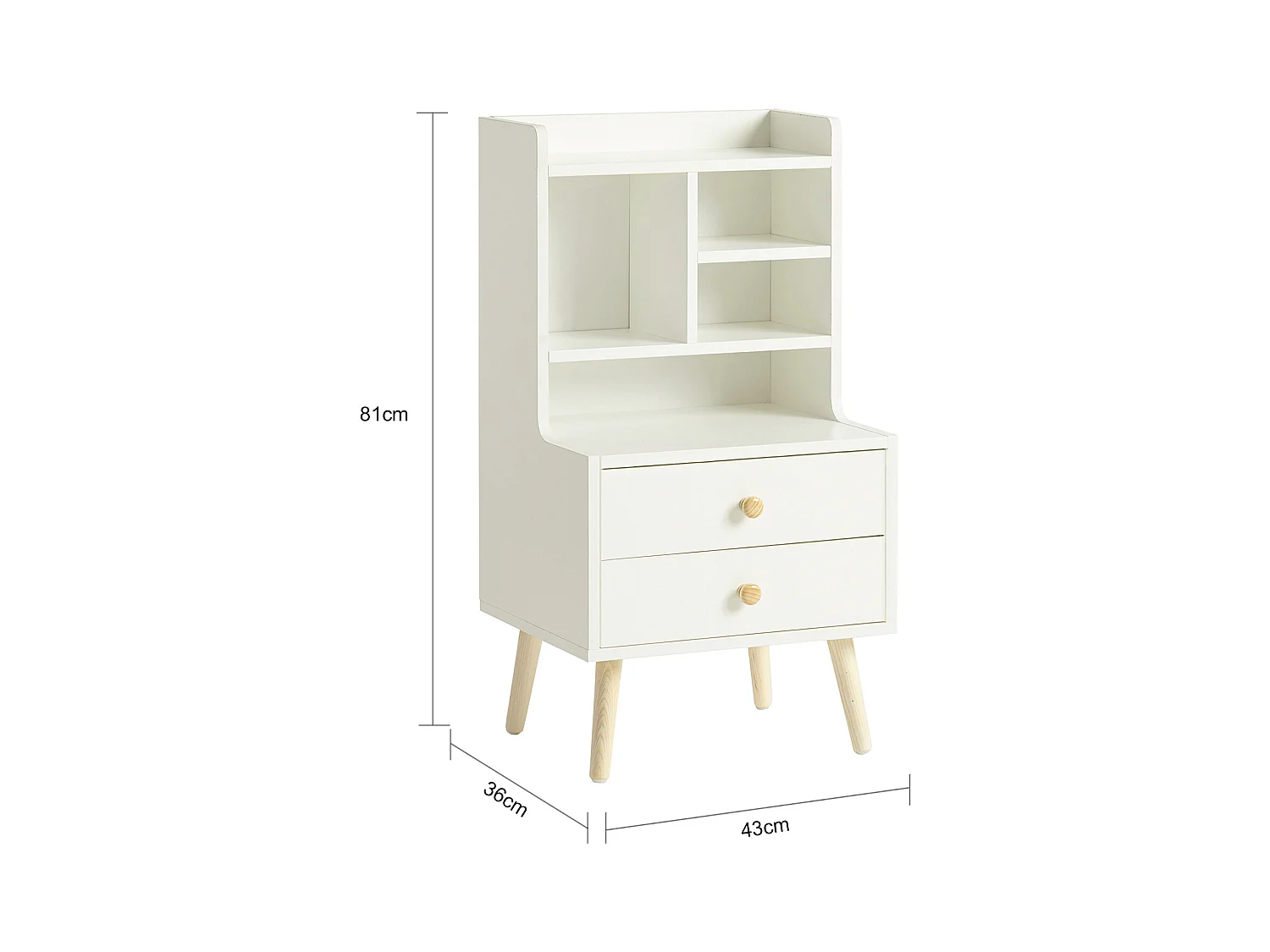 SoBuy FBT100-W Nachtkastje Nachtkastje Bijzettafeltje met Opbergplanken en 2 Laden - Wit