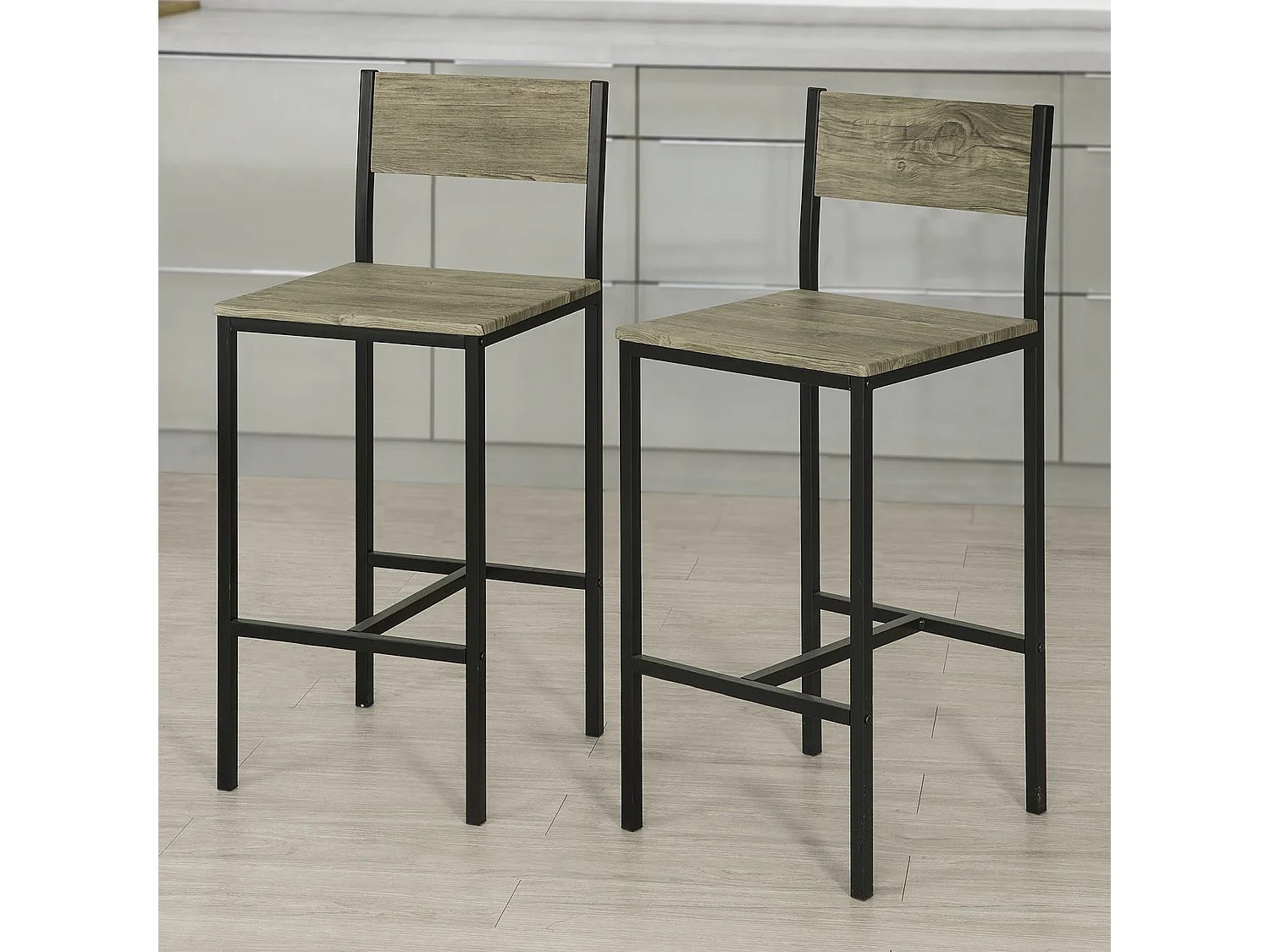 Lot de 2 Chaises Tabourets de Bar Cuisine Chaises de Bar, avec Repose-Pieds  FST53x2 SoBuy