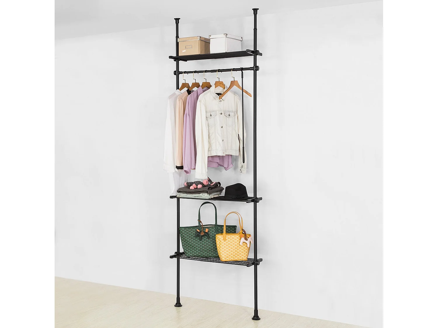 Télescopique Porte-vêtements Système De Penderie Télescopique L (52-80) X H (233-300) Cm, Kls07-sch