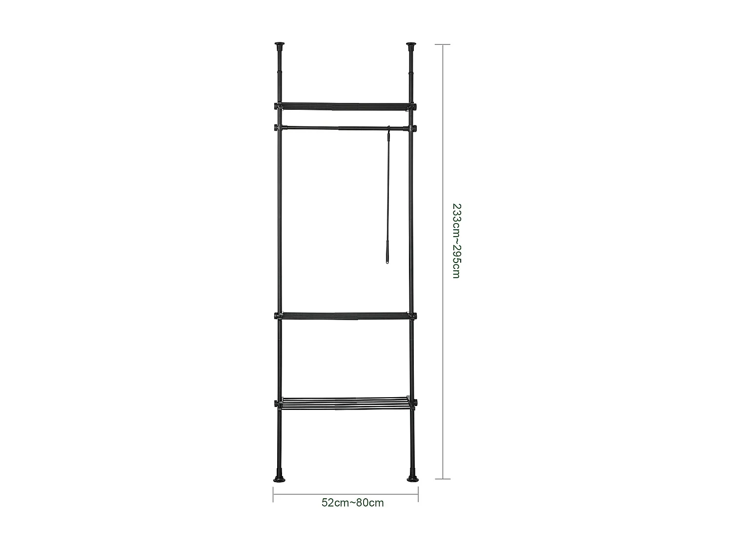 Télescopique Porte-vêtements Système De Penderie Télescopique L (52-80) X H (233-300) Cm, Kls07-sch