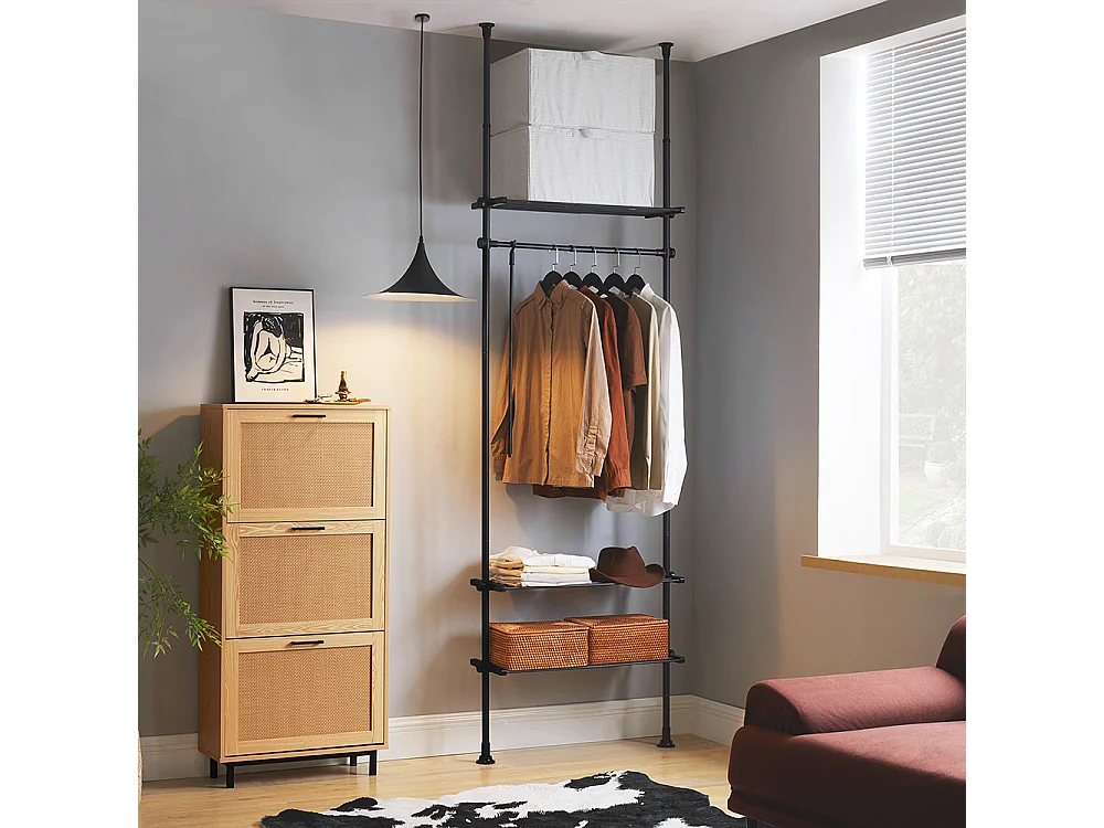 Télescopique Porte-vêtements Système De Penderie Télescopique L (52-80) X H (233-300) Cm, Kls07-sch