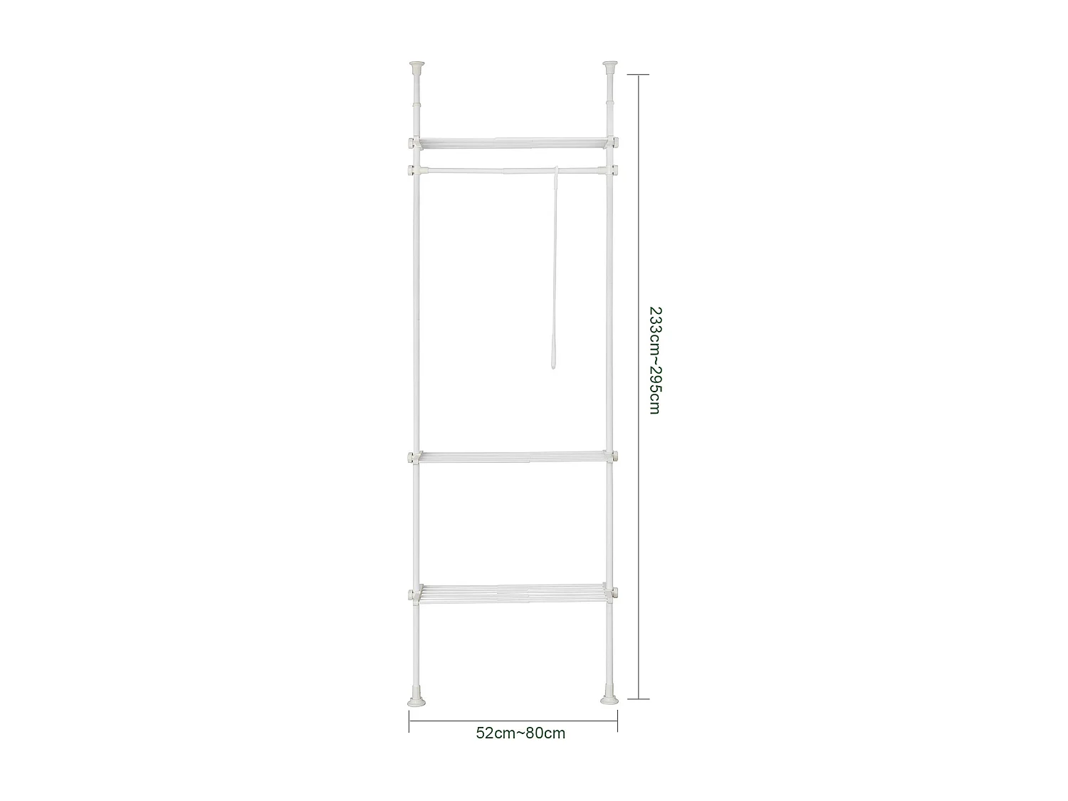 Télescopique Porte-vêtements Système De Penderie Télescopique L (52-80) X H (233-300) Cm, Kls07-w