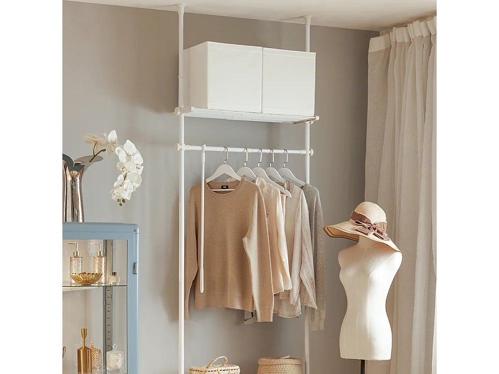 Télescopique Porte-vêtements Système De Penderie Télescopique L (52-80) X H (233-300) Cm, Kls07-w