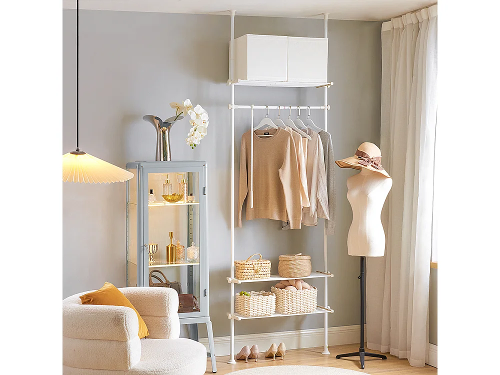 Télescopique Porte-vêtements Système De Penderie Télescopique L (52-80) X H (233-300) Cm, Kls07-w