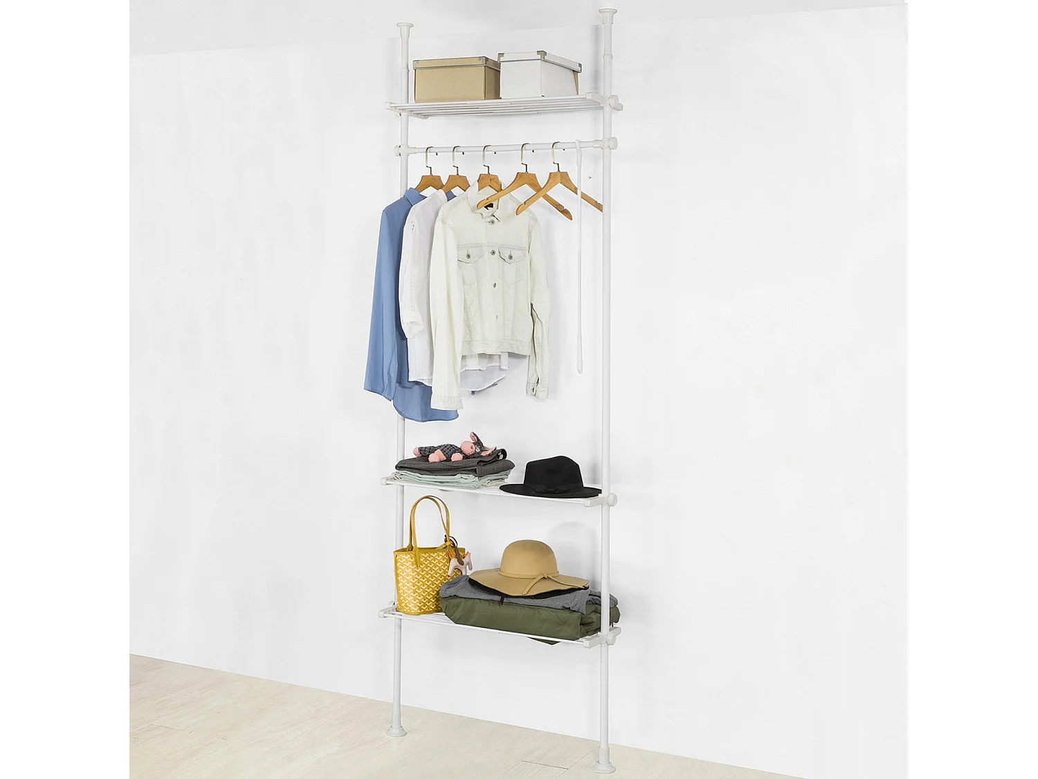 Télescopique Porte-vêtements Système De Penderie Télescopique L (52-80) X H (233-300) Cm, Kls07-w