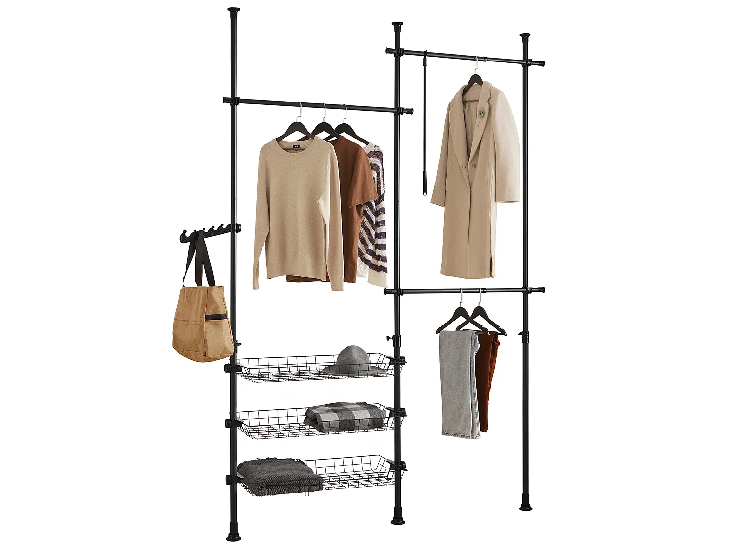 SoBuy Cabina Armadio Guardaroba Componibile Appendiabiti Nero FRG34-SCH,IT