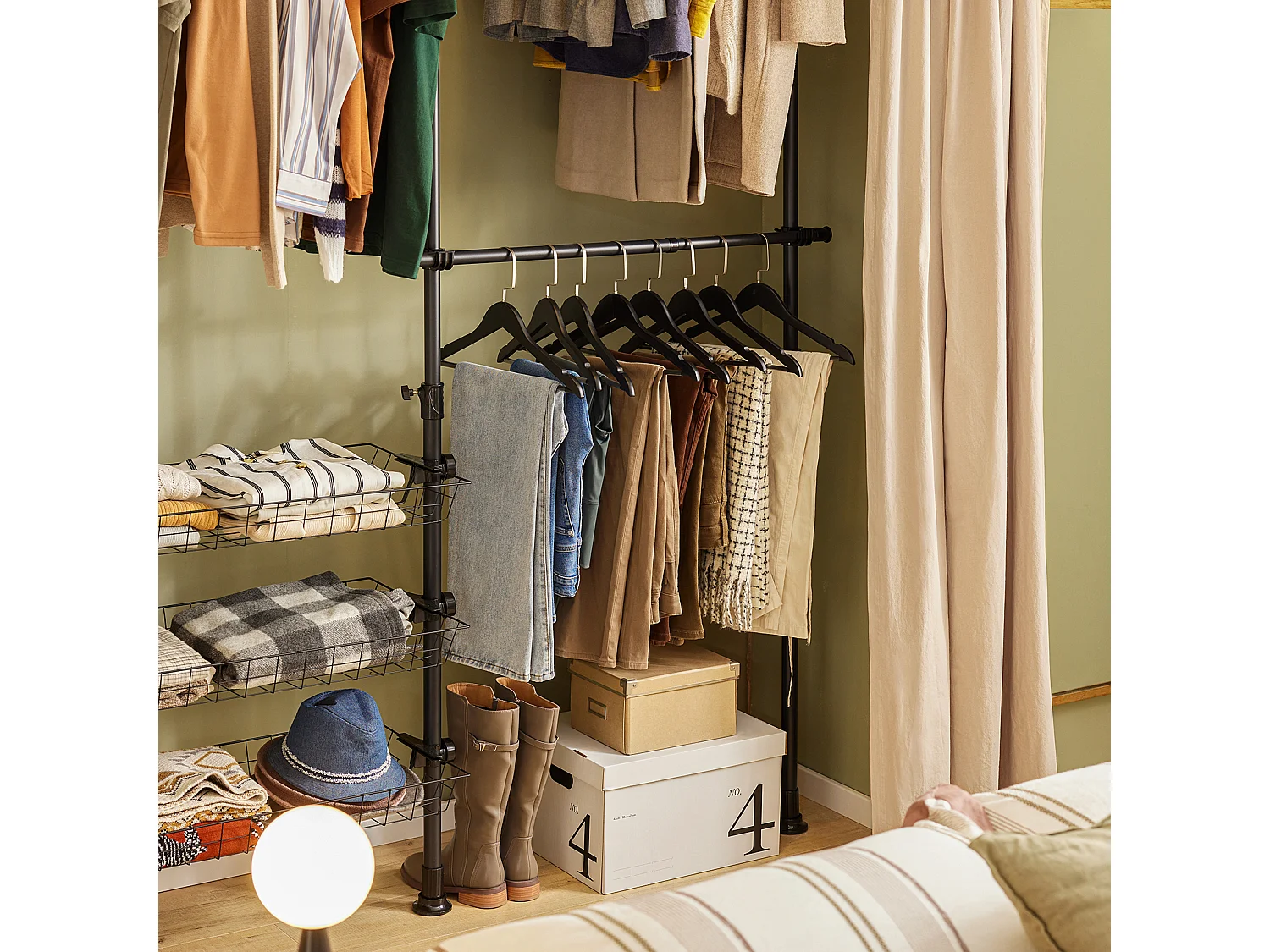 SoBuy Cabina Armadio Guardaroba Componibile Appendiabiti Nero FRG34-SCH,IT