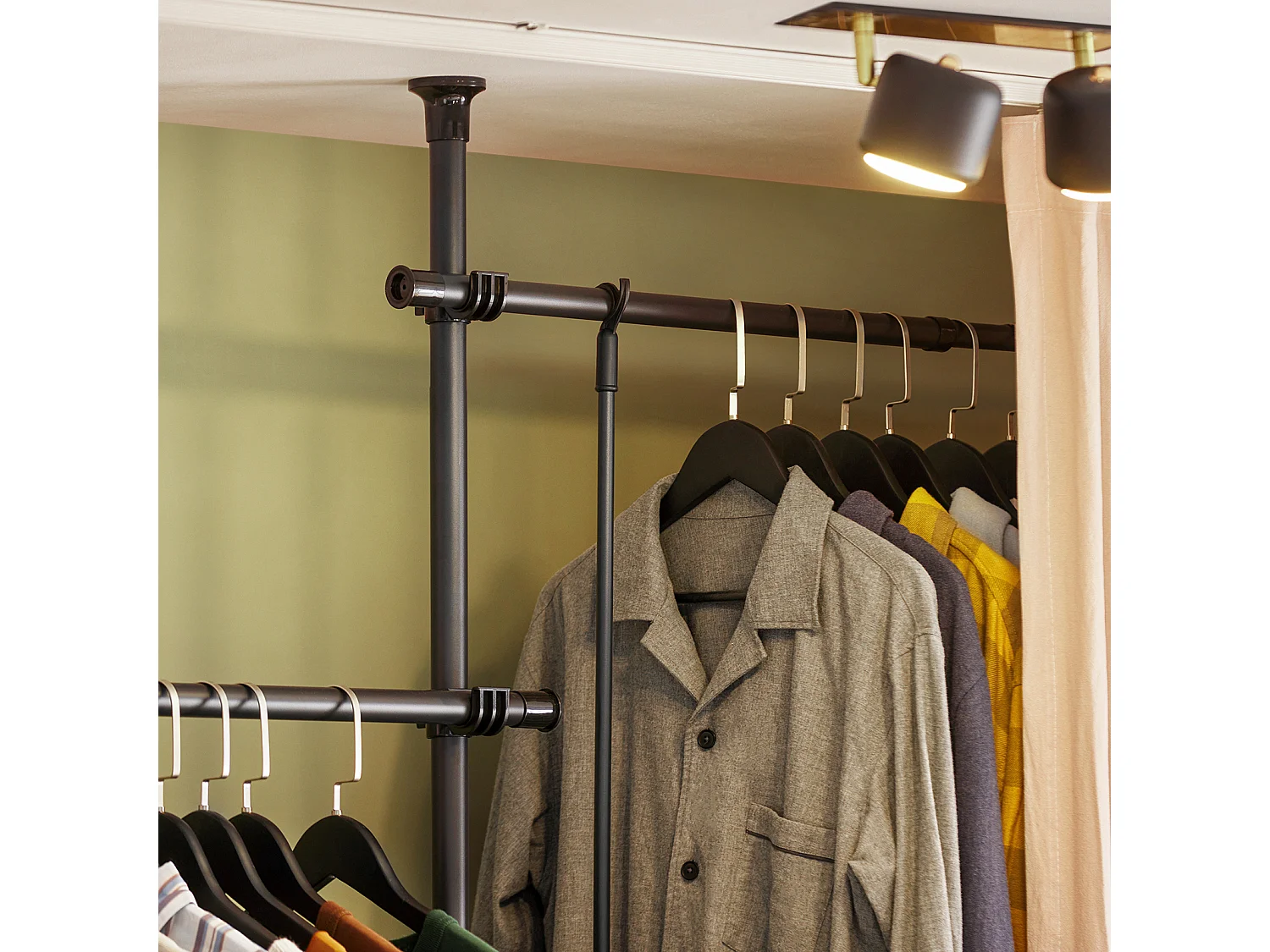 SoBuy Cabina Armadio Guardaroba Componibile Appendiabiti Nero FRG34-SCH,IT