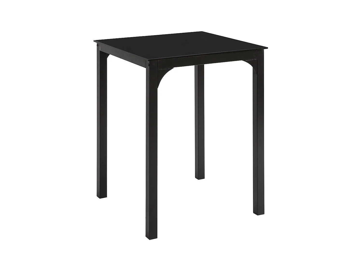 Table à Manger Carrée Noir Plateau en Verre Forme Carrée Pieds en Acier Robuste, OGT38-K-SCH