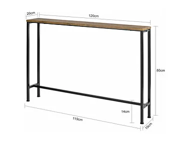 FSB19-XL-N Table Console Table d'appoint Bout de canapé  Cadre et 4 Pieds en Fer