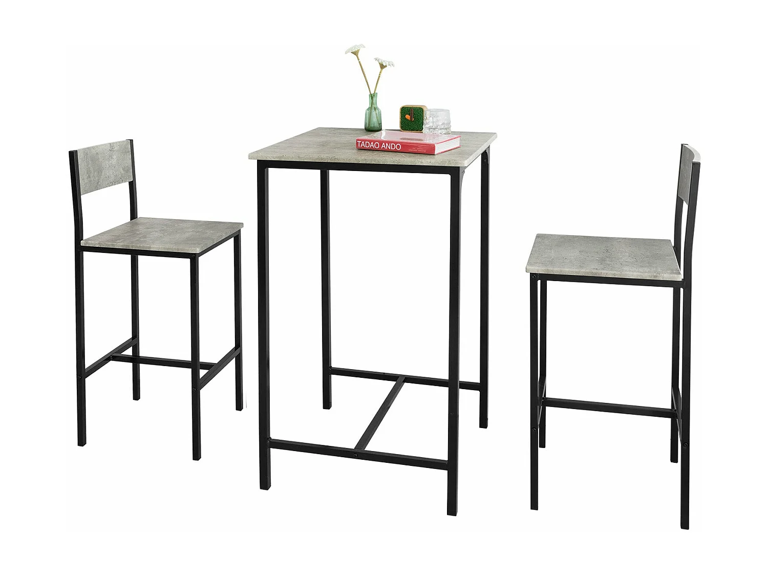 Ensemble Table De Bar + 2 Chaises -pieds,ogt27-hg