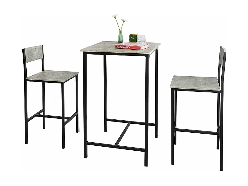Ensemble Table De Bar + 2 Chaises -pieds,ogt27-hg