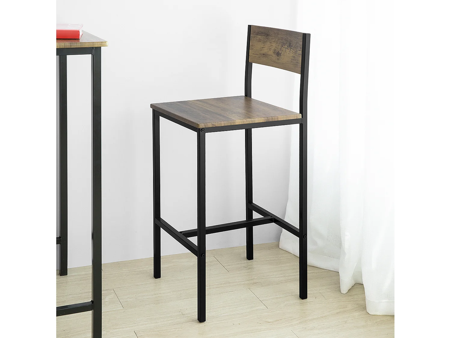 Ensemble Table de Bar + 2 Chaises de Bar Table Mange-Debout Table Haute Cuisine Set, OGT27-N