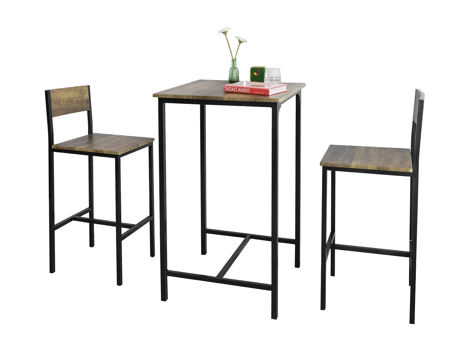 Set de Mesa y taburetes Mesa Alta de Bar + 2 Taburetes Juego de Barra Mesa Alta OGT27-N SoBuy ES