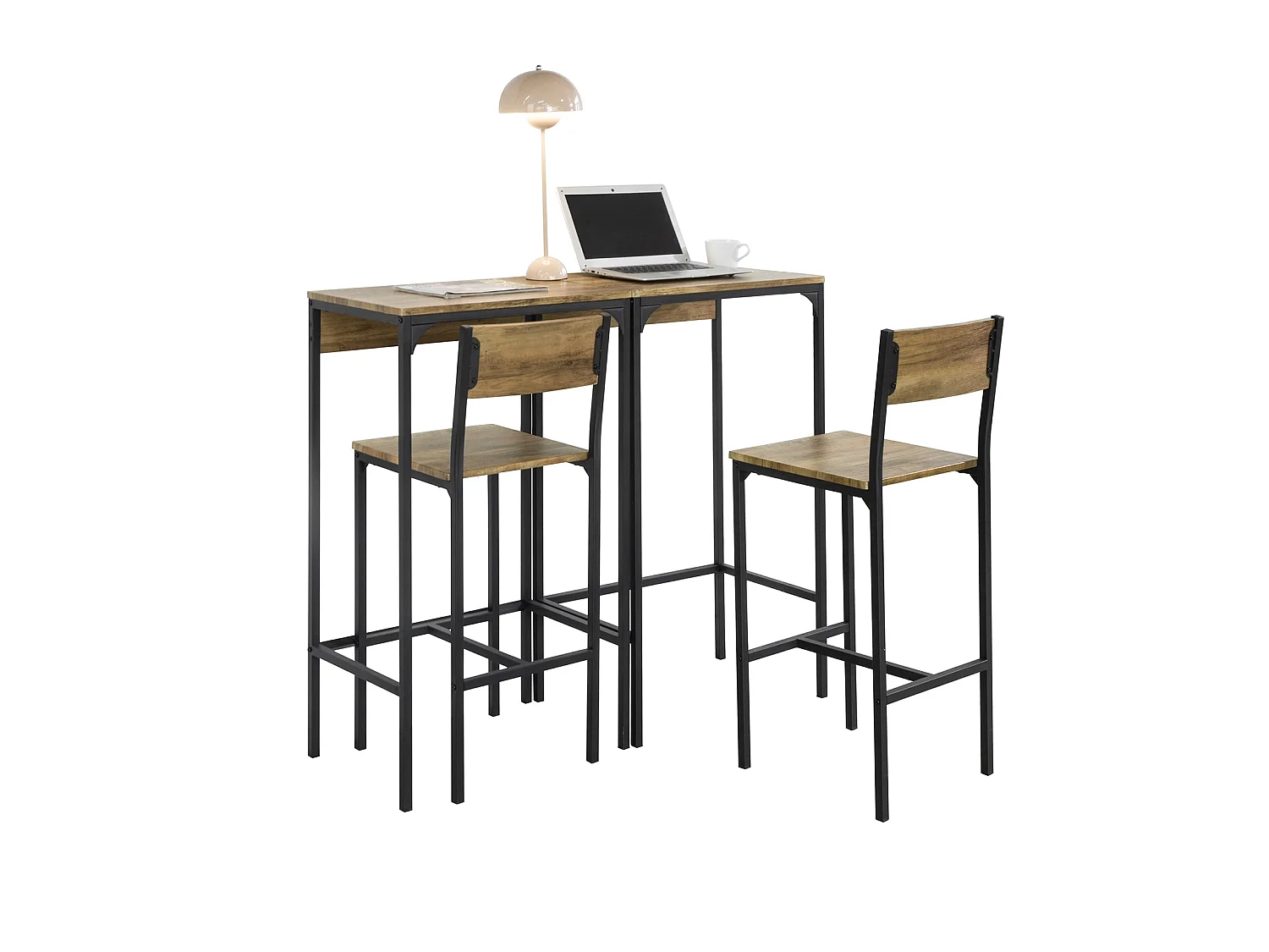 Ensemble 2 Tables Hautes Et 2 Chaises De Bar Table De Bar Et Tabouret De Bar, Ogt42-f
