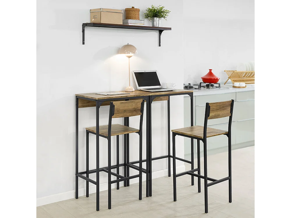 Ensemble 2 Tables Hautes Et 2 Chaises De Bar Table De Bar Et Tabouret De Bar, Ogt42-f