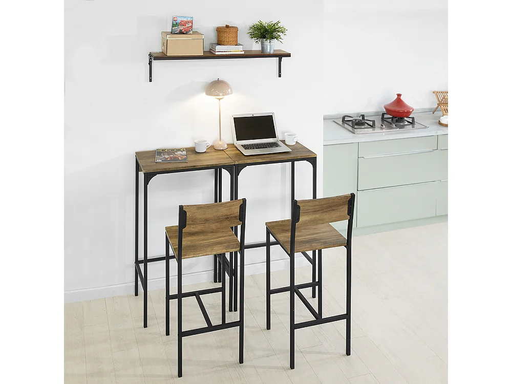 Ensemble 2 Tables Hautes Et 2 Chaises De Bar Table De Bar Et Tabouret De Bar, Ogt42-f