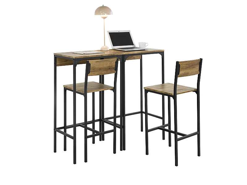 Ensemble 2 Tables Hautes Et 2 Chaises De Bar Table De Bar Et Tabouret De Bar, Ogt42-f