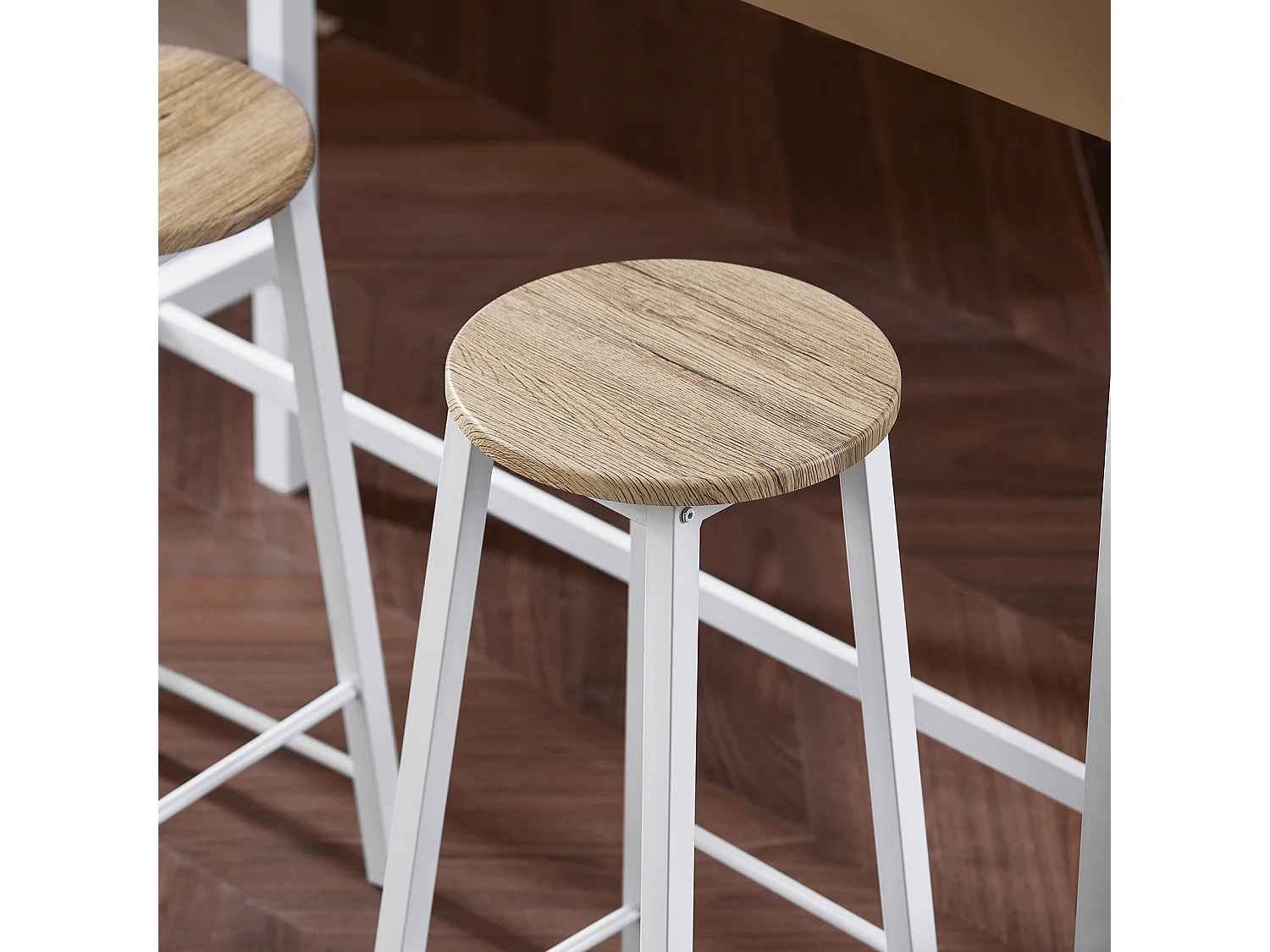 Ensemble Table De Bar Bistrot + 4 Tabourets De Bar Avec Repose-pieds Table Mange-debout, Ogt22-wn