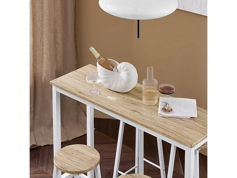 Ensemble Table De Bar Bistrot + 4 Tabourets De Bar Avec Repose-pieds Table Mange-debout, Ogt22-wn