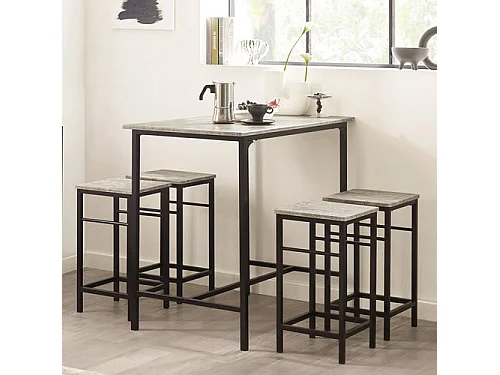 Set Mesa Alta de Bar y 4 Taburetes Estilo Industrial  4 sillas OGT11-HG SoBuy ES