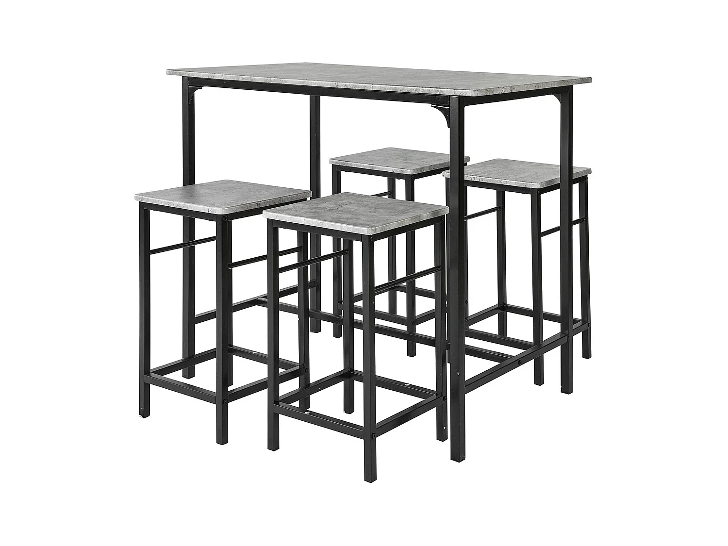 Set de 1 Table + 4 Tabourets Ensemble Table de Bar + 4 tabourets avec Repose-Pieds, OGT11-HG