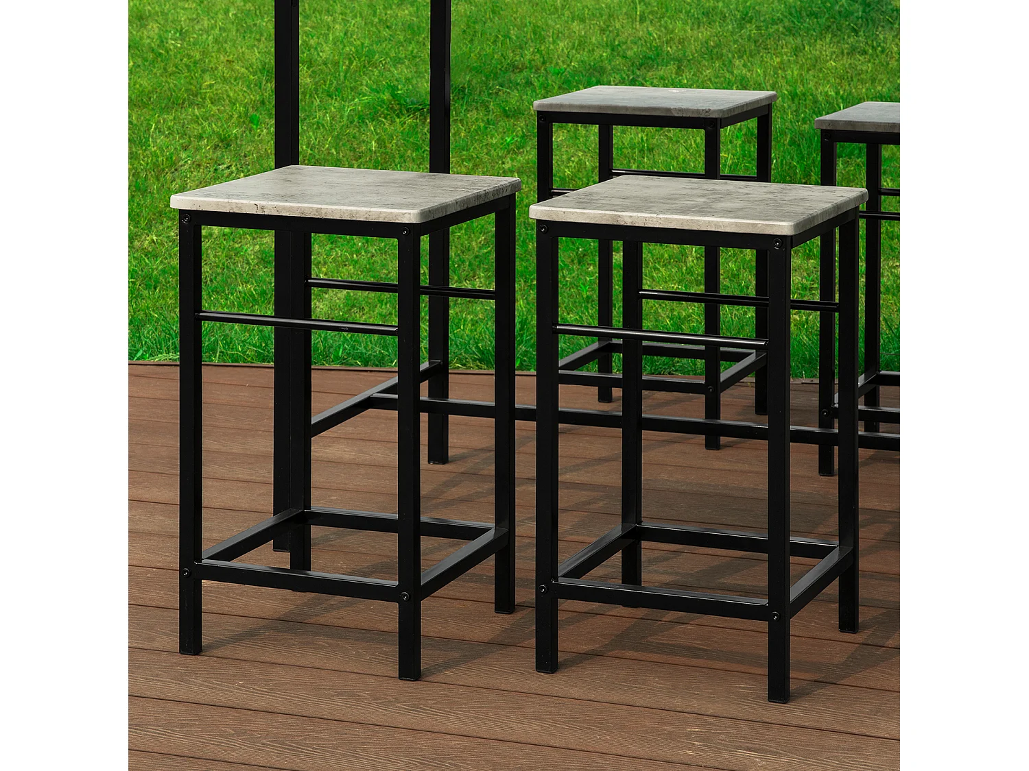 Set de 1 Table + 4 Tabourets Ensemble Table de Bar + 4 tabourets avec Repose-Pieds, OGT11-HG