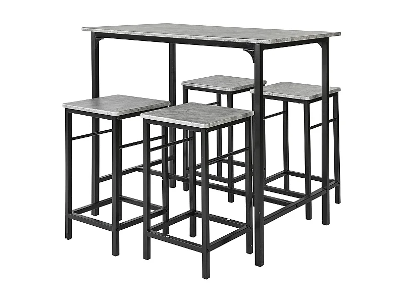 Set de 1 Table + 4 Tabourets Ensemble Table de Bar + 4 tabourets avec Repose-Pieds, OGT11-HG