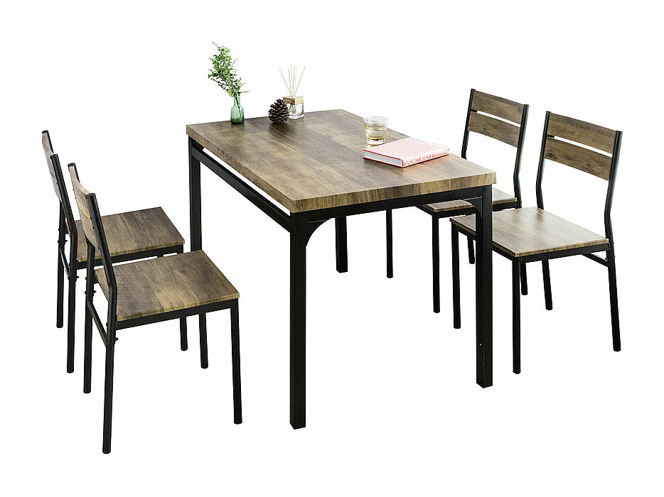 Set de 1 Mesa y 4 Sillas de Restaurante Sala Cocina Comedor OGT28-N+FST72x4 SoBuy ES