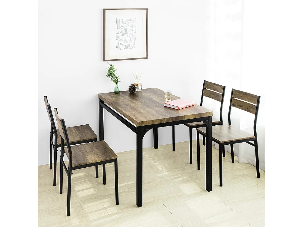 Set de 1 Mesa y 4 Sillas de Restaurante Sala Cocina Comedor OGT28-N+FST72x4 SoBuy ES
