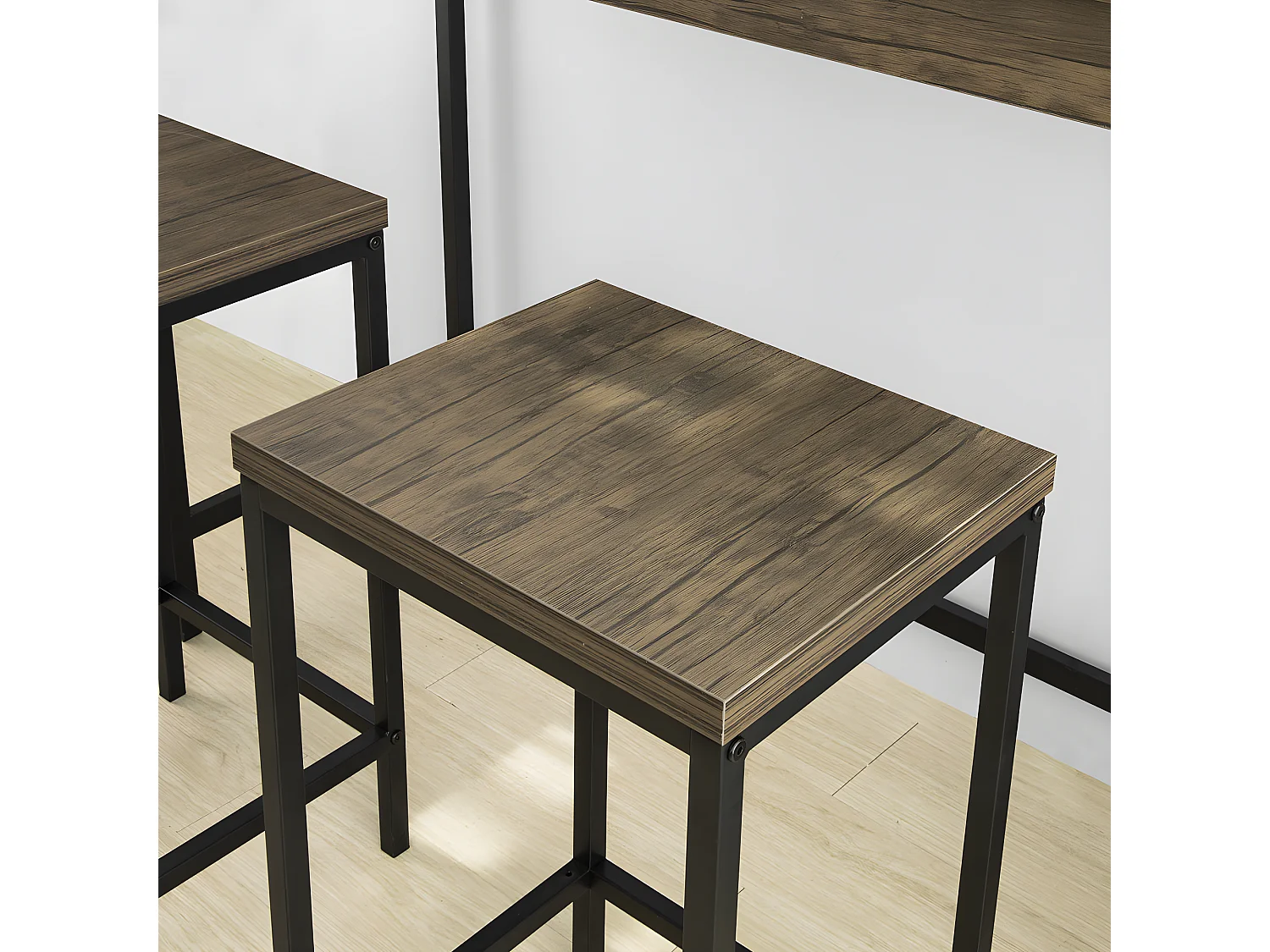 Lot Table Et Tabourets De Bar De Style Industriel Ensemble Table De Bar + 2 Tabourets, Ogt30-n