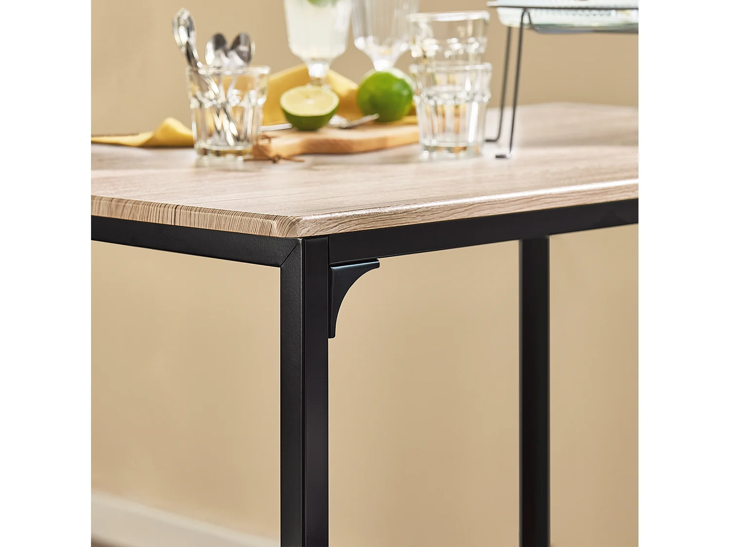 Set Mesa Alta de Bar y 4 Taburetes Estilo Industrial  4 sillas OGT11-N SoBuy ES