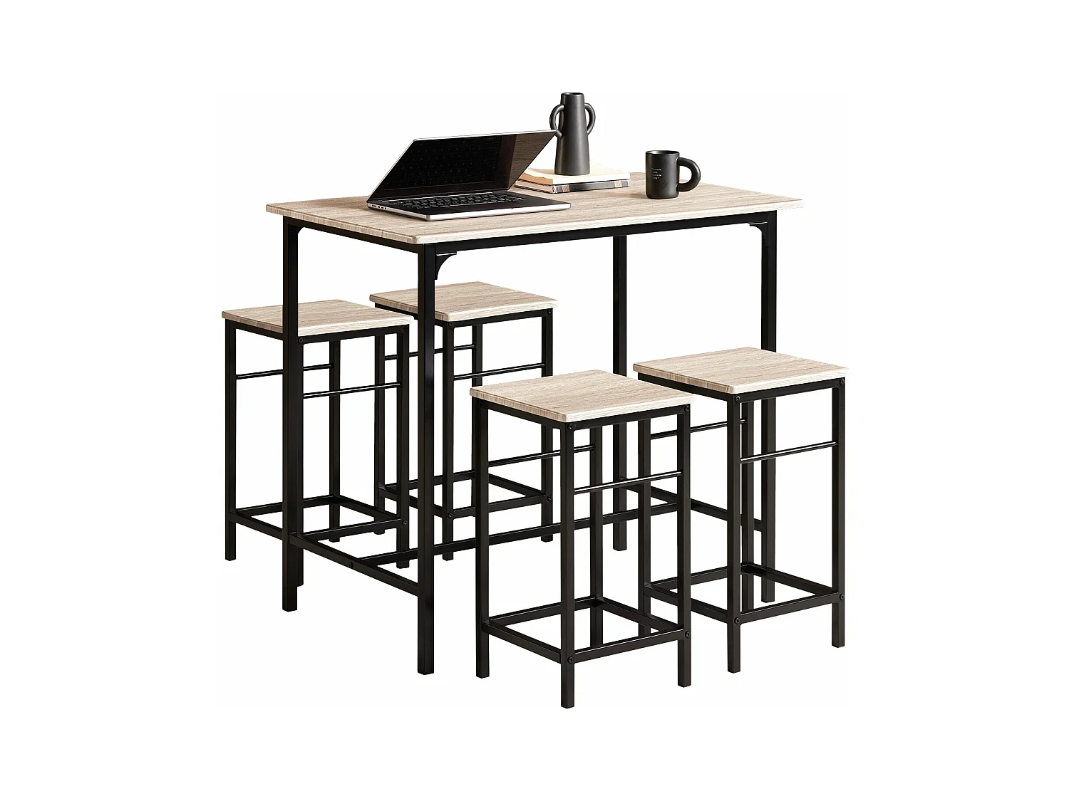 Set de 1 Table + 4 Tabourets Ensemble table de bar Mange-debout  haute cuisine, OGT11-N