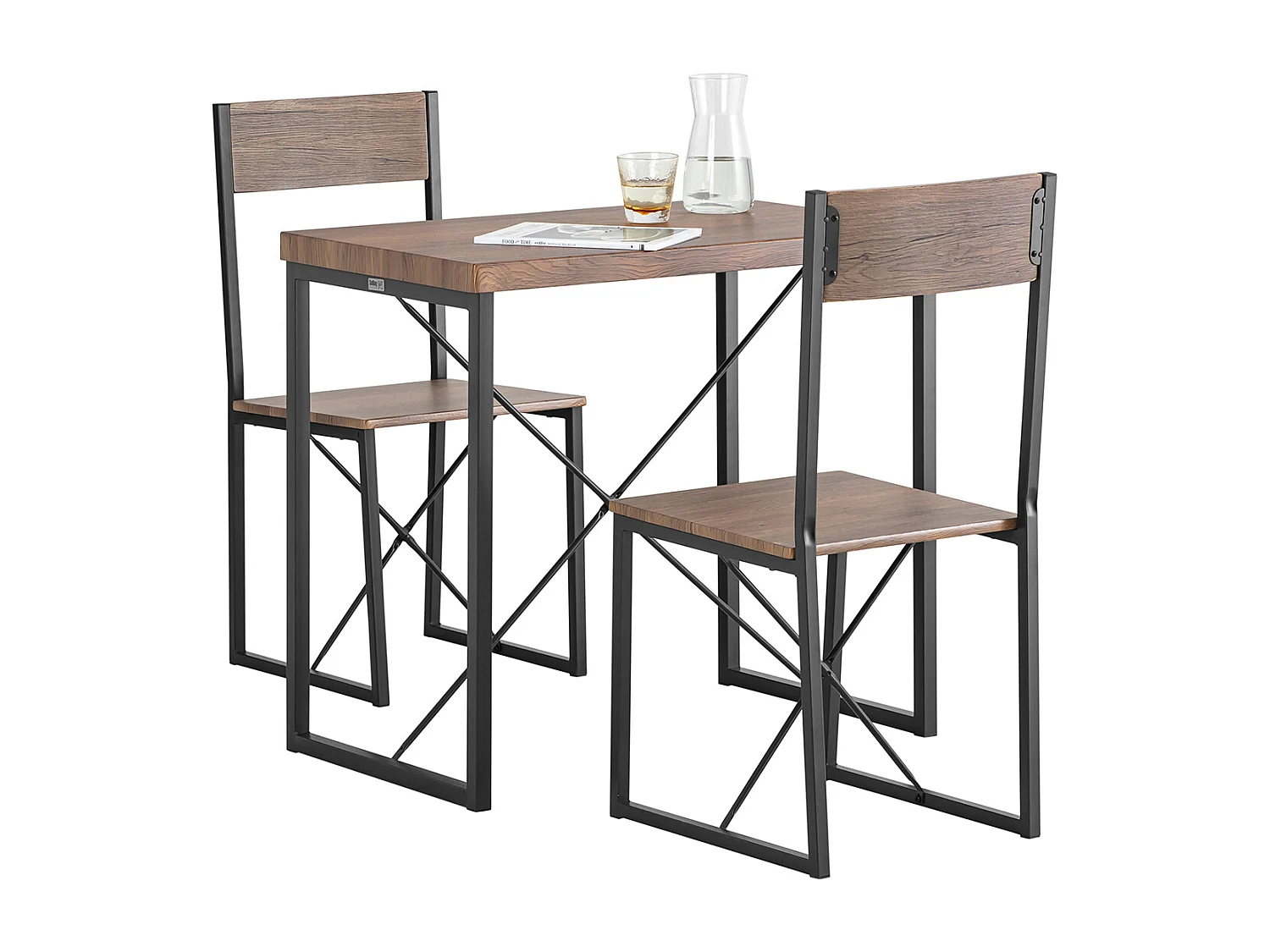 SoBuy OGT19-N 3 - Delige Set Bistro Meubelen Set Eettafel + 2 Krukken met Rugleuning Tuinmeubelen Keukentafel Balkontafel
