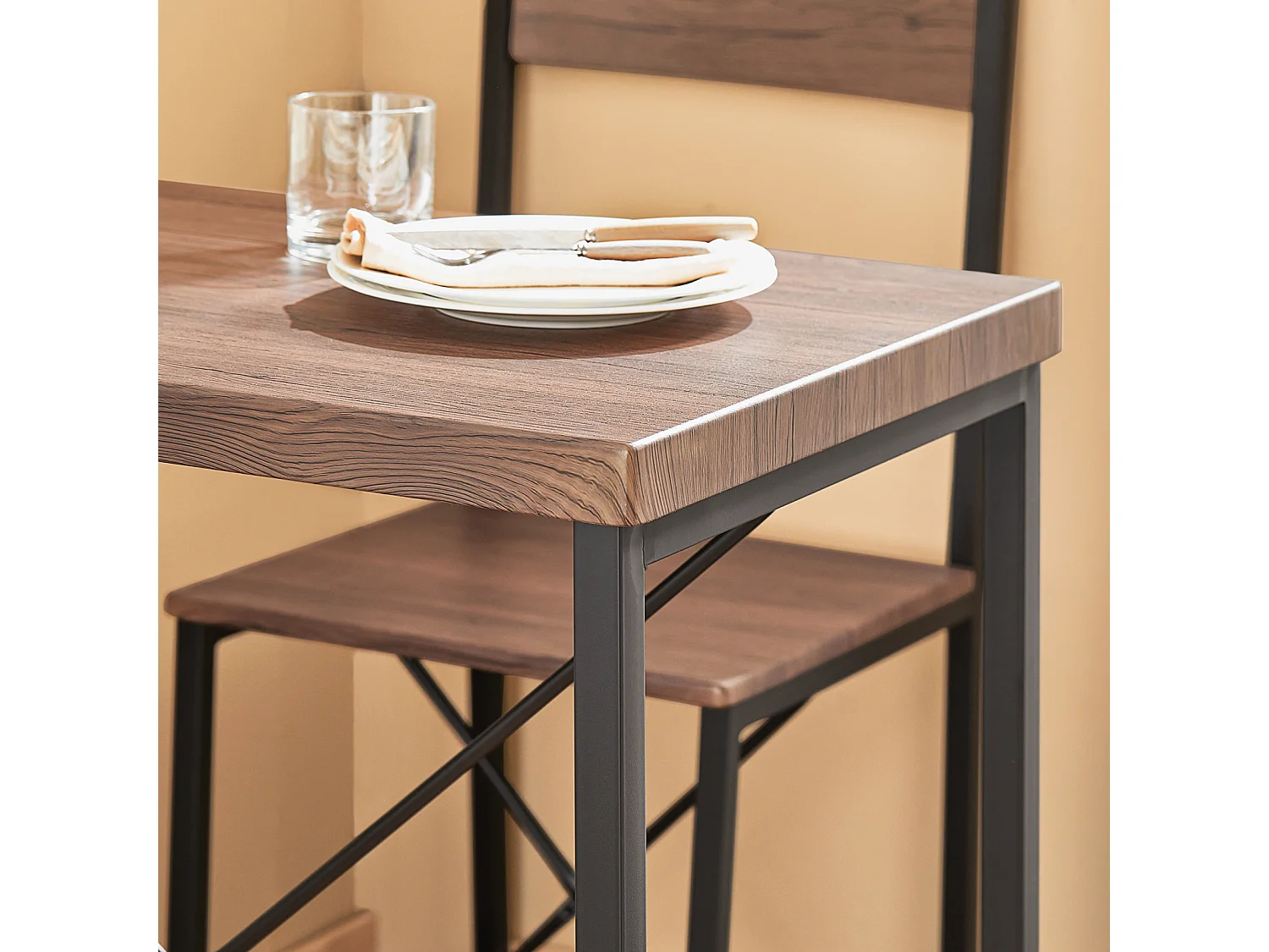 SoBuy OGT19-N 3 - Delige Set Bistro Meubelen Set Eettafel + 2 Krukken met Rugleuning Tuinmeubelen Keukentafel Balkontafel