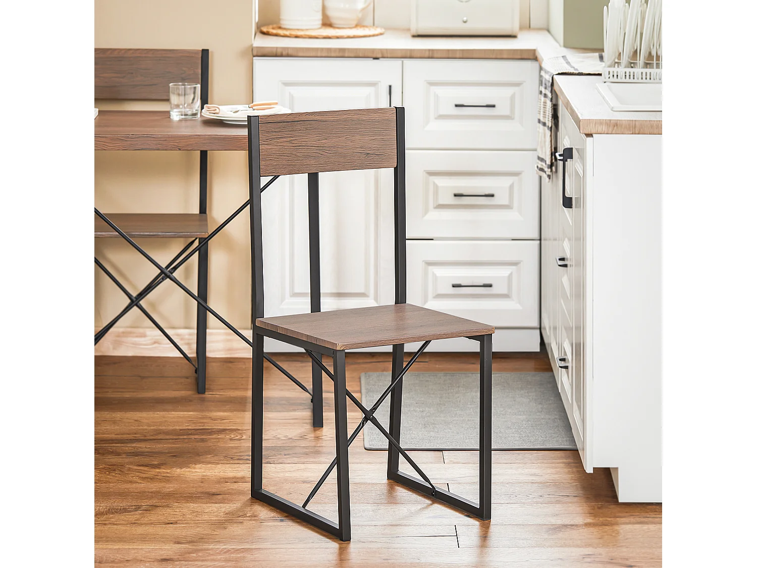 SoBuy OGT19-N 3 - Delige Set Bistro Meubelen Set Eettafel + 2 Krukken met Rugleuning Tuinmeubelen Keukentafel Balkontafel