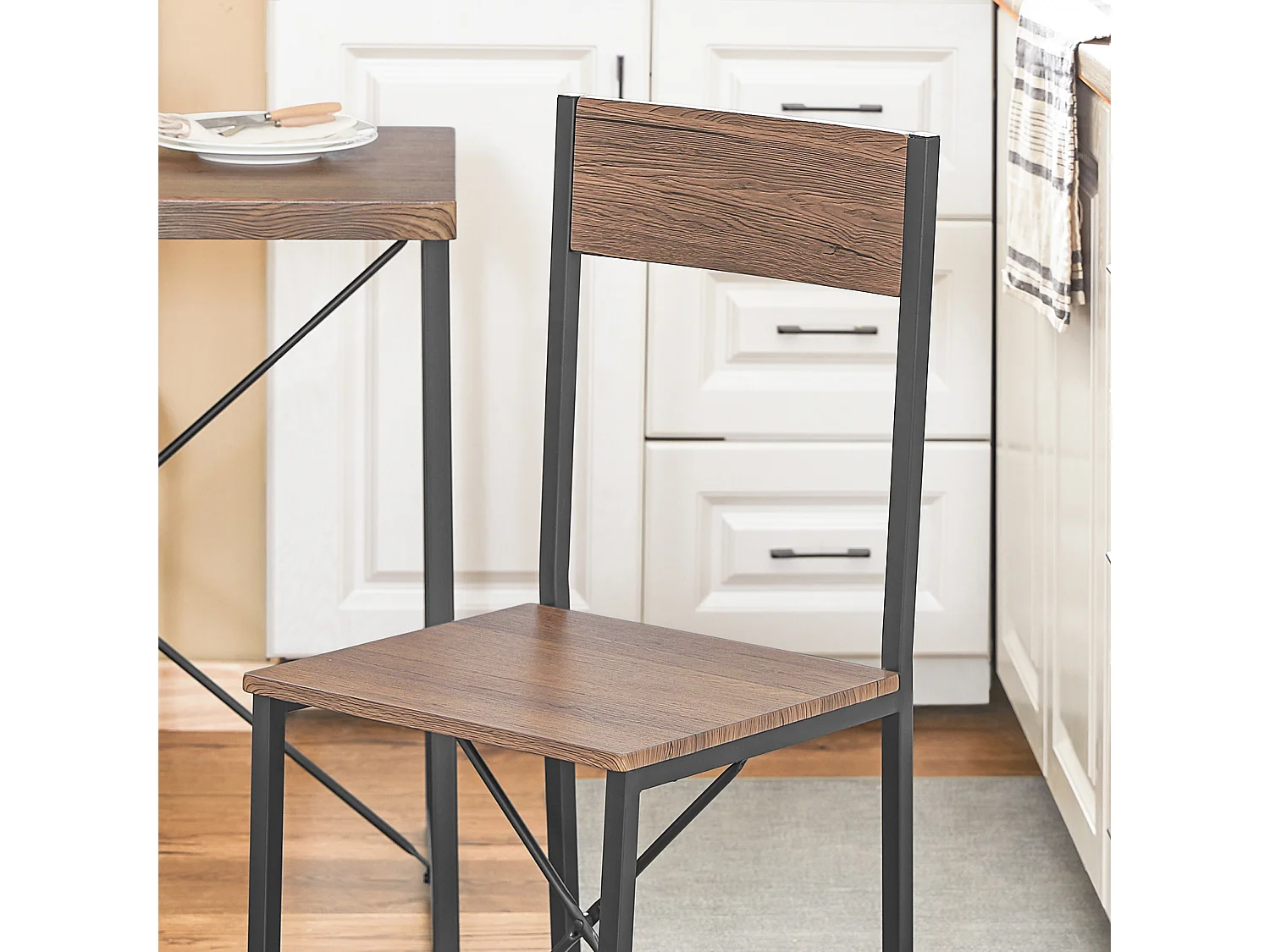 SoBuy OGT19-N 3 - Delige Set Bistro Meubelen Set Eettafel + 2 Krukken met Rugleuning Tuinmeubelen Keukentafel Balkontafel