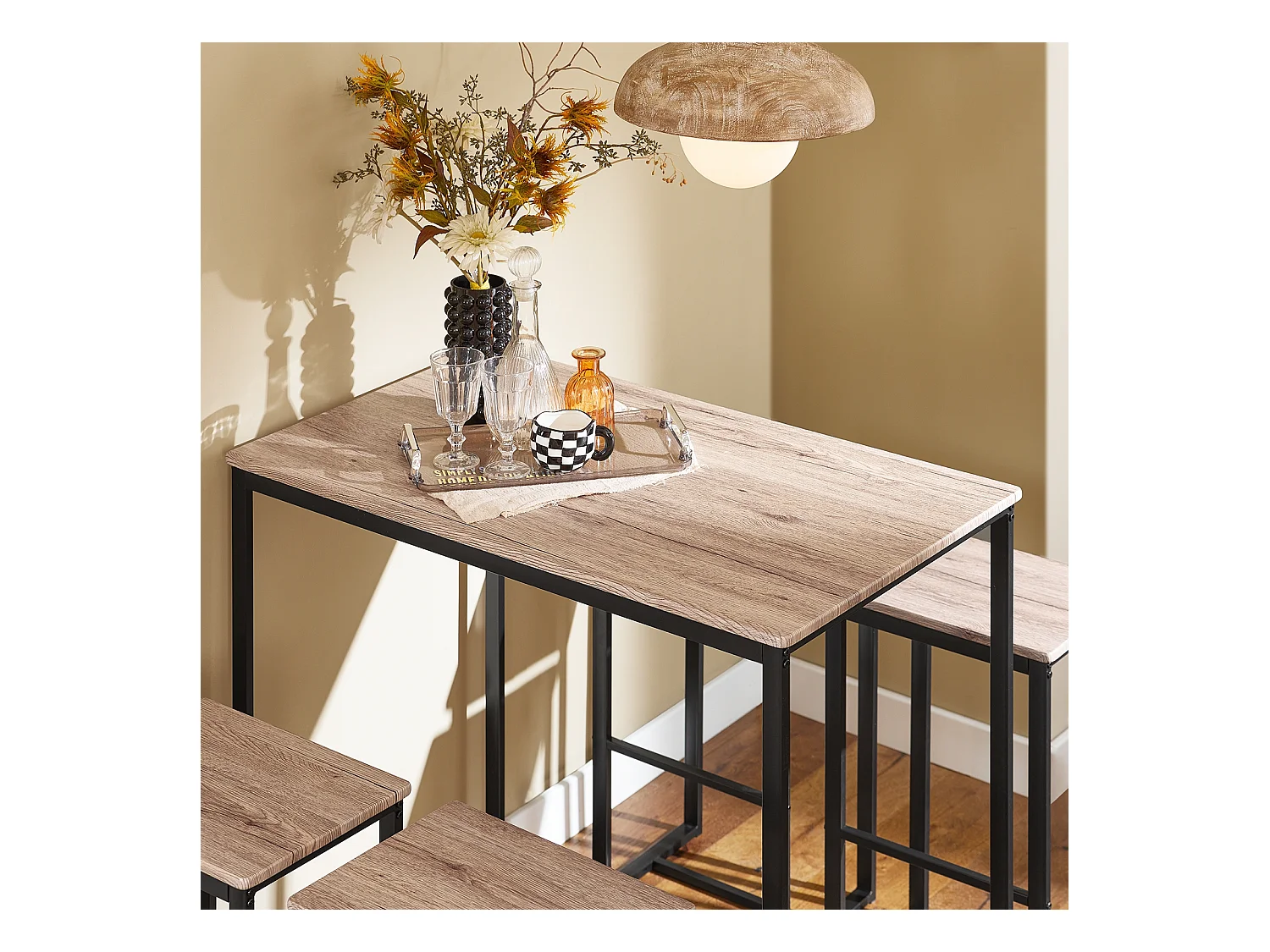 SoBuy Set 5 Pezzi Tavolo con 4 sgabelli Mobile Bar per casa Stile Industriale L100*P60*A96cm Legno OGT15-N