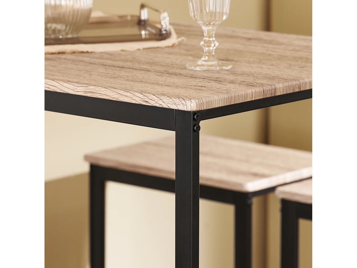 SoBuy Set 5 Pezzi Tavolo con 4 sgabelli Mobile Bar per casa Stile Industriale L100*P60*A96cm Legno OGT15-N